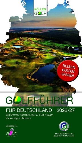 Buchcover und Innenansicht für das Buch: Golfführer für Deutschland 2026/27