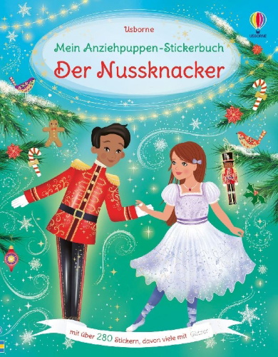 Buchcover und Innenansicht für das Buch: Mein Anziehpuppen-Stickerbuch: Der Nussknacker