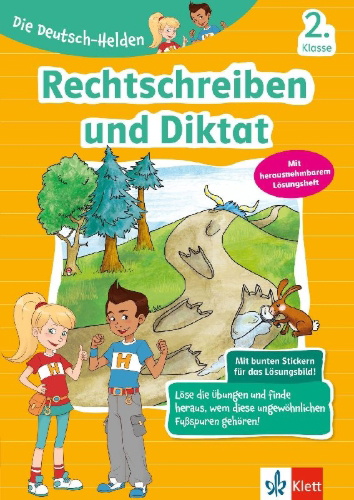 Buchcover und Innenansicht für das Buch: Die Deutsch-Helden Rechtschreiben und Diktat 2. Klasse