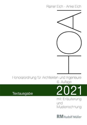 Buchcover und Innenansicht für das Buch: HOAI 2021 - Textausgabe Honorarordnung für Architekten und Ingenieure