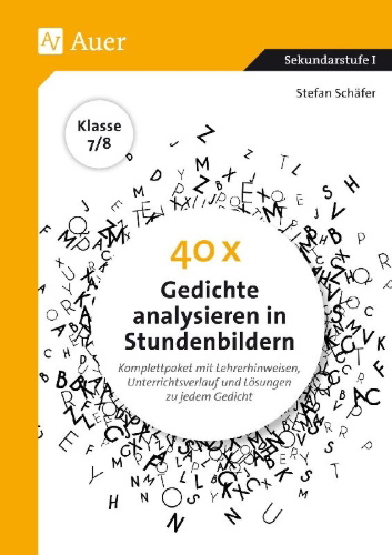 Buchcover und Innenansicht für das Buch: 40 x Gedichte analysieren in Stundenbildern 7-8