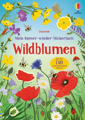 Buchcover und Innenansicht für das Buch: Mein Immer-wieder-Stickerbuch: Wildblumen