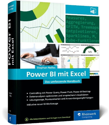 Buchcover und Innenansicht für das Buch: Power BI mit Excel