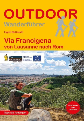Buchcover und Innenansicht für das Buch: Via Francigena von Lausanne nach Rom