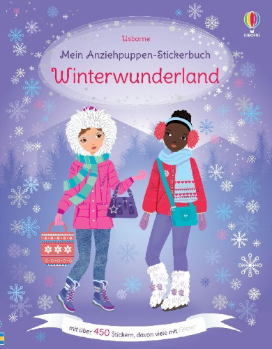 Buchcover und Innenansicht für das Buch: Mein Anziehpuppen-Stickerbuch: Winterwunderland