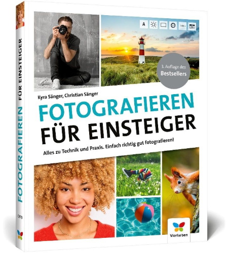Buchcover und Innenansicht für das Buch: Fotografieren für Einsteiger