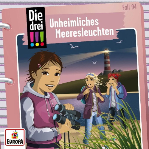 Buchcover und Innenansicht für das Buch: Die drei !!! 94: Unheimliches Meeresleuchten