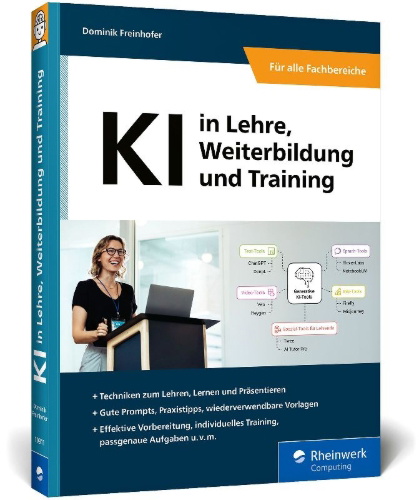 Buchcover und Innenansicht für das Buch: KI in Lehre, Weiterbildung und Training