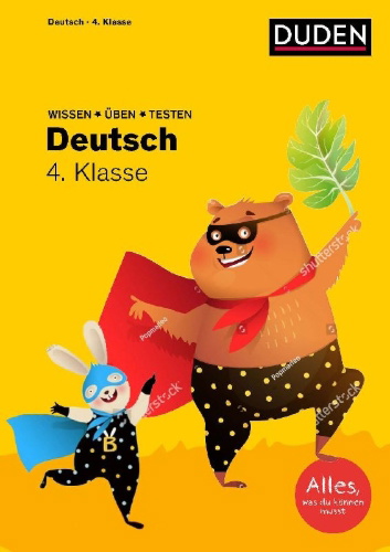 Buchcover und Innenansicht für das Buch: Wissen - Üben - Testen: Deutsch 4. Klasse