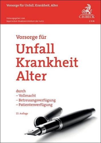 Buchcover und Innenansicht für das Buch: Vorsorge für Unfall, Krankheit, Alter