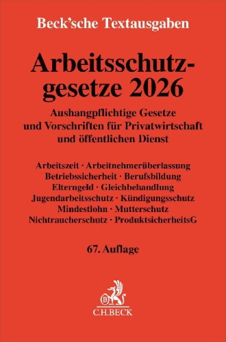 Buchcover und Innenansicht für das Buch: Arbeitsschutzgesetze 2026