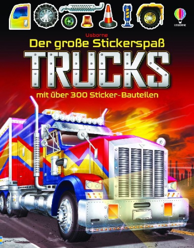 Buchcover und Innenansicht für das Buch: Der große Stickerspaß: Trucks