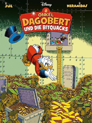 Buchcover und Innenansicht für das Buch: Picsou et les Bit-coincoins