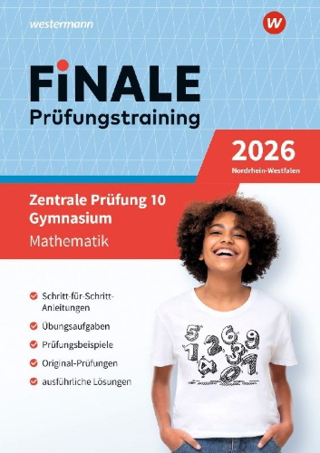 Buchcover und Innenansicht für das Buch: FiNALE Prüfungstraining Zentrale Prüfung 10. Gymnasium Nordrhein-Westfalen. Mathematik 2026
