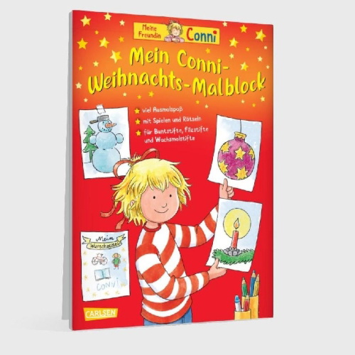 Buchcover und Innenansicht für das Buch: Mein Conni Weihnachts-Malblock