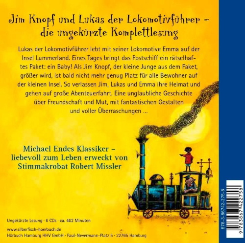 Buchcover und Innenansicht für das Buch: Jim Knopf und Lukas der Lokomotivführer - Die Komplettlesung