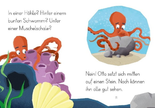 Buchcover und Innenansicht für das Buch: LESEZUG/1. Klasse Otto Oktopus spielt Verstecken