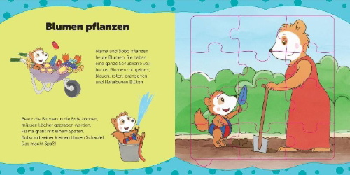 Buchcover und Innenansicht für das Buch: Bobo Siebenschläfer Puzzlebuch zum Entdecken