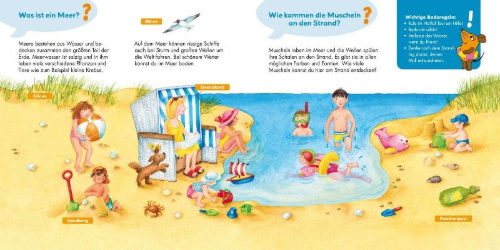 Buchcover und Innenansicht für das Buch: Frag doch mal ... die Maus: Am Meer