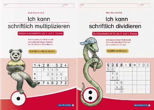 Buchcover und Innenansicht für das Buch: Ich kann schriftlich multiplizieren und dividieren - 2 Arbeitshefte im Set