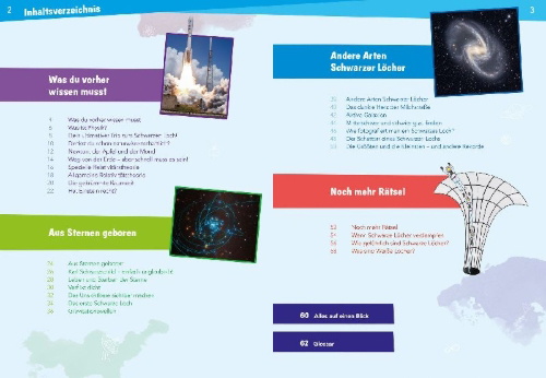 Buchcover und Innenansicht für das Buch: WAS IST WAS Naturwissenschaften easy! Schwarze Löcher! Giganten der Schwerkraft