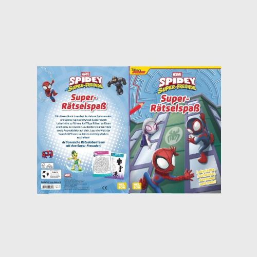 Buchcover und Innenansicht für das Buch: Marvel Spidey und seine Super-Freunde: Super-Rätselspaß
