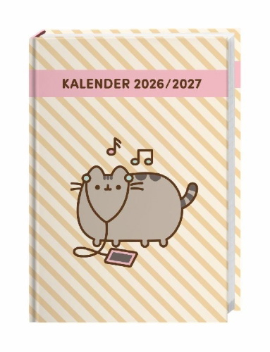 Buchcover und Innenansicht für das Buch: Pusheen 17-Monats-Kalenderbuch A5 2027 - 17 Monate. Von August 2026 bis Dezember 2027