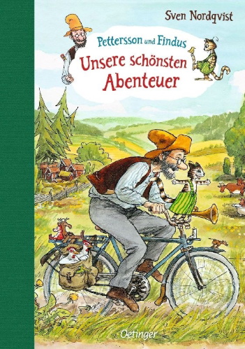 Buchcover und Innenansicht für das Buch: På äventyr med Pettson och Findus