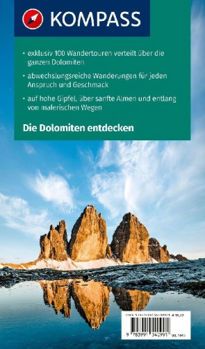 Buchcover und Innenansicht für das Buch: KOMPASS Wanderlust Dolomiten