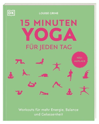 Buchcover und Innenansicht für das Buch: 15 Minuten Yoga für jeden Tag