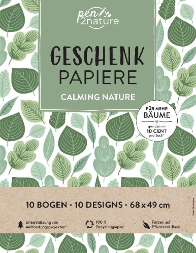 Buchcover und Innenansicht für das Buch: Geschenkpapier-Buch Calming Nature | 100% Recyclingpapier