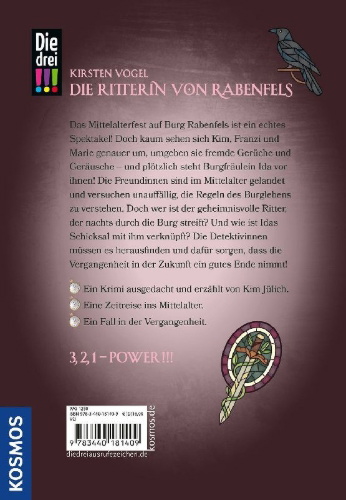 Buchcover und Innenansicht für das Buch: Die drei !!!, Die Ritterin von Rabenfels