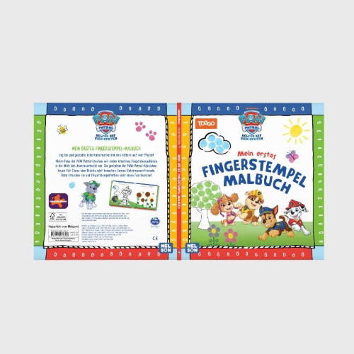 Buchcover und Innenansicht für das Buch: PAW Patrol Kindergartenheft: Mein erstes Fingerstempel-Malbuch