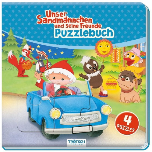Buchcover und Innenansicht für das Buch: Trötsch Unser Sandmännchen Puzzlebuch mit 4 Puzzle Sandmann