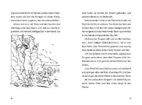Buchcover und Innenansicht für das Buch: Die drei ??? Kids, Panik im Paradies / Radio Rocky Beach (Doppelband)