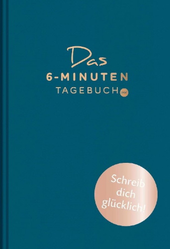 Buchcover und Innenansicht für das Buch: Das 6-Minuten-Tagebuch pur (aquarellblau)