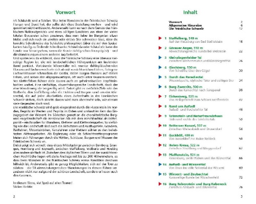 Buchcover und Innenansicht für das Buch: Fränkische Schweiz - Wandern & Einkehren