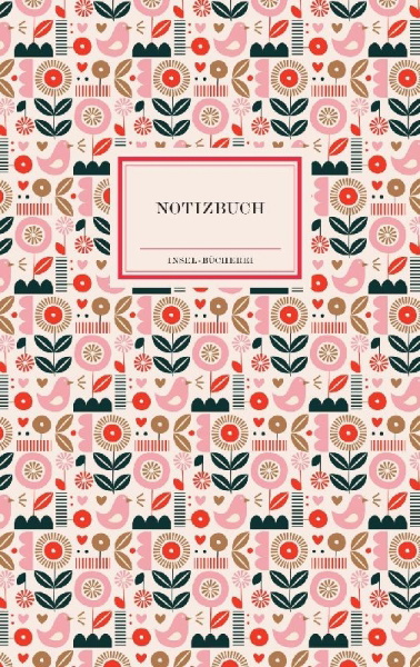 Buchcover und Innenansicht für das Buch: Notizbuch Insel-Bücherei 'Puderrosa Blumen retro'