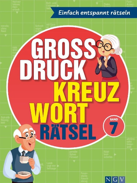 Buchcover und Innenansicht für das Buch: Großdruck Kreuzworträtsel Band 7 -  Rätselbuch für Senioren & Rentner mit großer Schrift