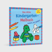 Buchcover und Innenansicht für das Buch: Ausmalbilder für Kita-Kinder: Das dicke Kindergarten-Malbuch: Komm, wir spielen!