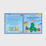 Buchcover und Innenansicht für das Buch: Ausmalbilder für Kita-Kinder: Das dicke Kindergarten-Malbuch: Komm, wir spielen!