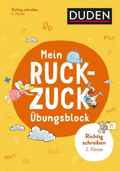 Buchcover und Innenansicht für das Buch: Mein Ruckzuck-Übungsblock Richtig schreiben 2. Klasse