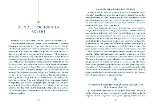 Buchcover und Innenansicht für das Buch: Dein Advent - 24 Glücksmomente nur für dich