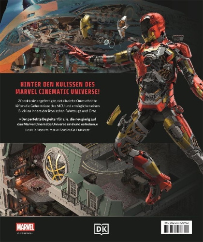Buchcover und Innenansicht für das Buch: Marvel Studios Cross-Sections