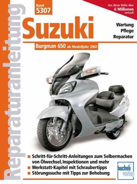 Buchcover und Innenansicht für das Buch: Suzuki Burgman 650 ab Modelljahr 2002