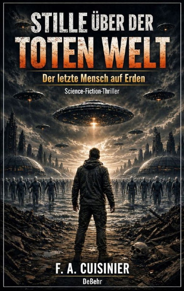Buchcover und Innenansicht für das Buch: Stille über der toten Welt - Der letzte Mensch auf Erden - Science-Fiction-Thriller