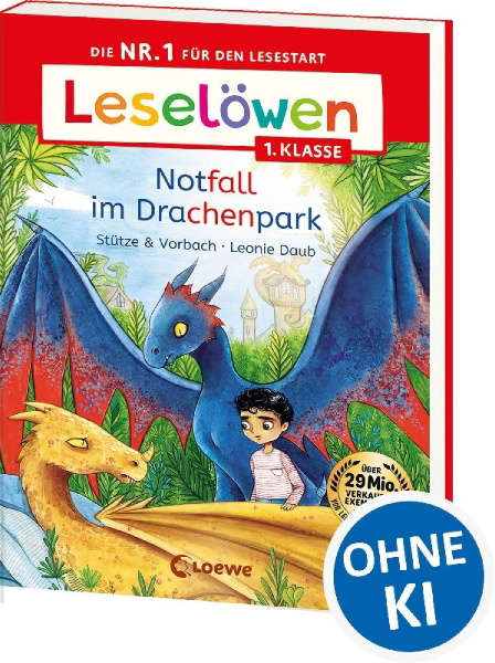 Buchcover und Innenansicht für das Buch: Leselöwen 1. Klasse - Notfall im Drachenpark