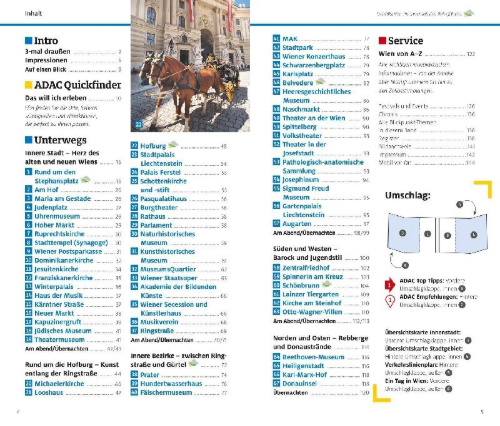 Buchcover und Innenansicht für das Buch: ADAC Reiseführer Wien