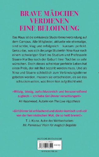 Buchcover und Innenansicht für das Buch: Girl Dinner