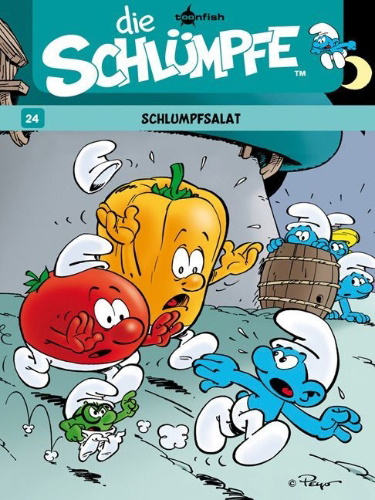 Buchcover und Innenansicht für das Buch: Die Schlümpfe 24. Schlumpfsalat